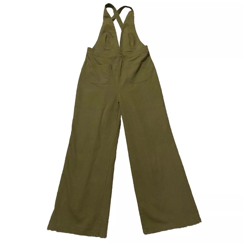 Sincerely Jules Jumpsuit military Green Plunge Front Halter Zip Up jumpsuit Sz S
